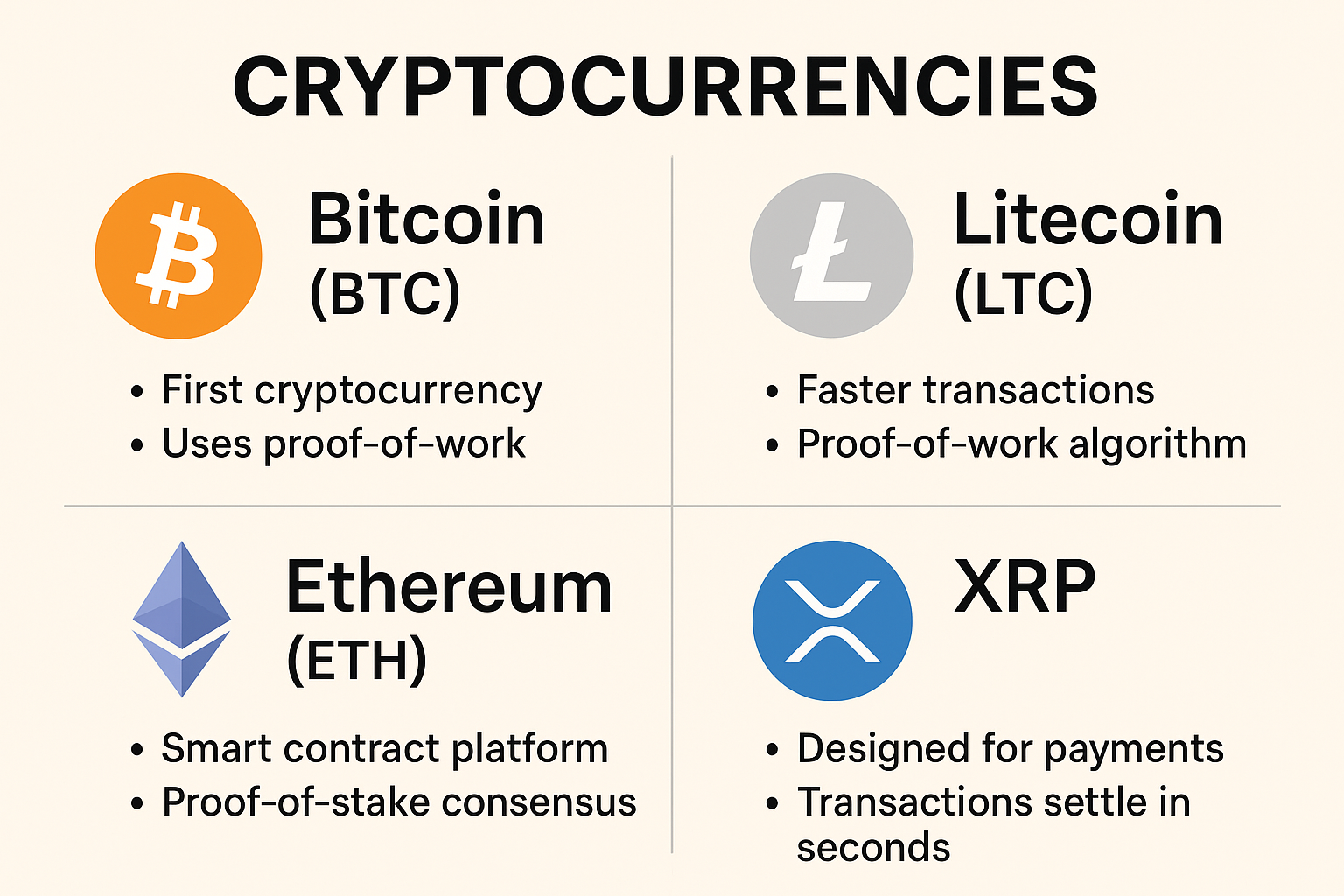 Cryptocurrency Roundup: A Quick Guide to Bitcoin, Ethereum, XRP, Litecoin, and More